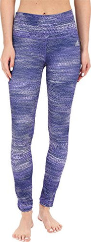 adidas Women's Performer Mid Rise Long Tights - Macro Heather Print Purple Heather/Matte Silver Pants XL X 26