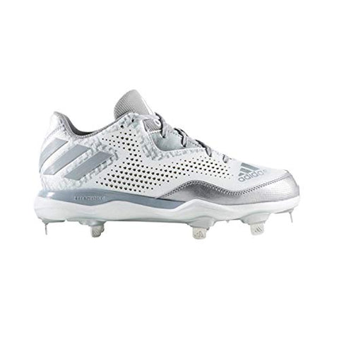 adidas Women's PowerAlley 4 W Softball Shoe, White/Aluminum/Metallic/Silver, 11 M US