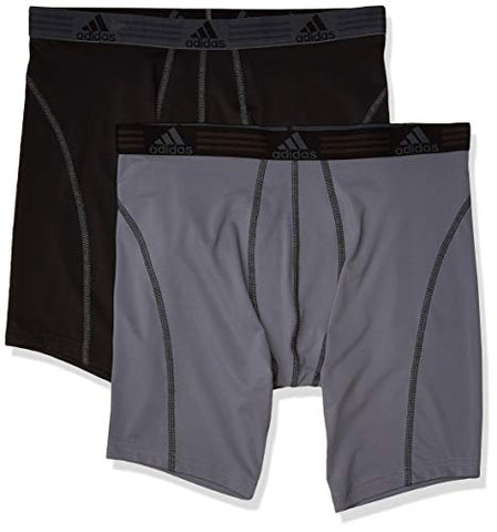 adidas Men's Sport Performance Midway Underwear (2-Pack), Black/Thunder Thunder/Black, SMALL