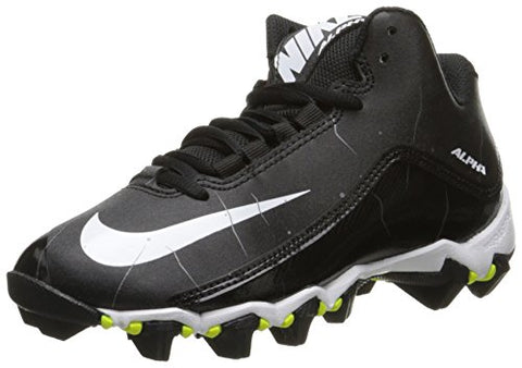 Nike Alpha Shark 2 3/4 BG Youth Boy Black White Neon Football Cleat Shoes (13C)